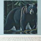 北威厳のある林の黒熊 キャンバスプリント (インサイチュ (ウッドフロア))