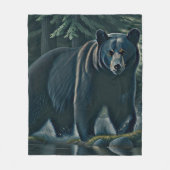 北威厳のある林の黒熊 フリースブランケット