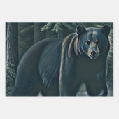 北威厳のある林の黒熊 ラッピングペーパーシート (正面)