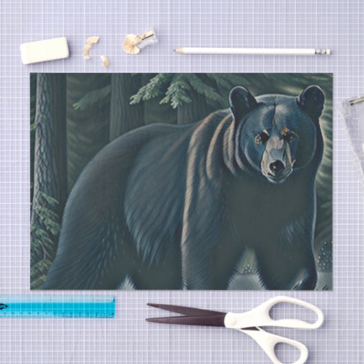 北威厳のある林の黒熊 薄葉紙 (クラフト)