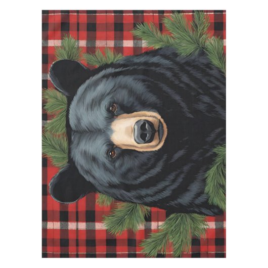 北威厳のある黒熊のテーブルクロス テーブルクロス (正面)