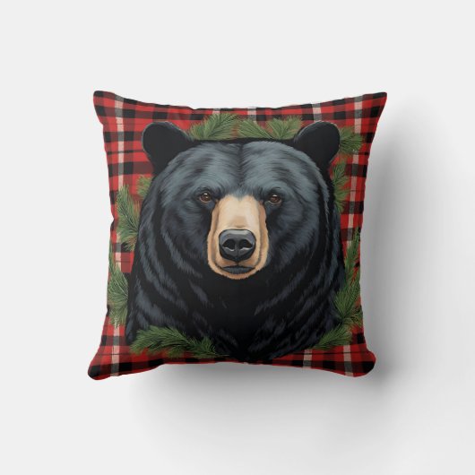 北威厳のある黒熊の枕 クッション (裏面)