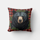 北威厳のある黒熊の枕 クッション (正面)