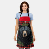 北威厳のある黒熊オールオーバープリントエプロン エプロン (着用した状態)