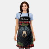 北威厳のある黒熊オールオーバープリントエプロン エプロン (着用した状態)