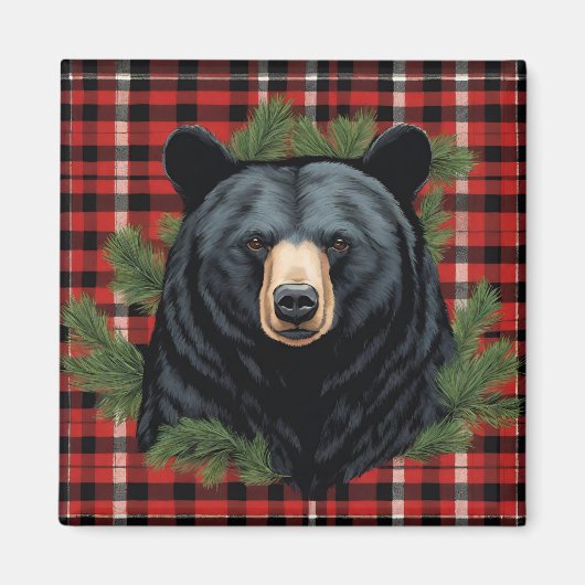 北威厳のある黒熊マグネット マグネット (正面)