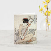 北川歌麿の江戸花空白の札 カード (黄色い花)