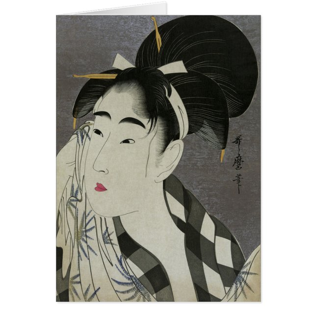 北川町Utamaroのブランクによって発汗する女性の拭くこと (正面)