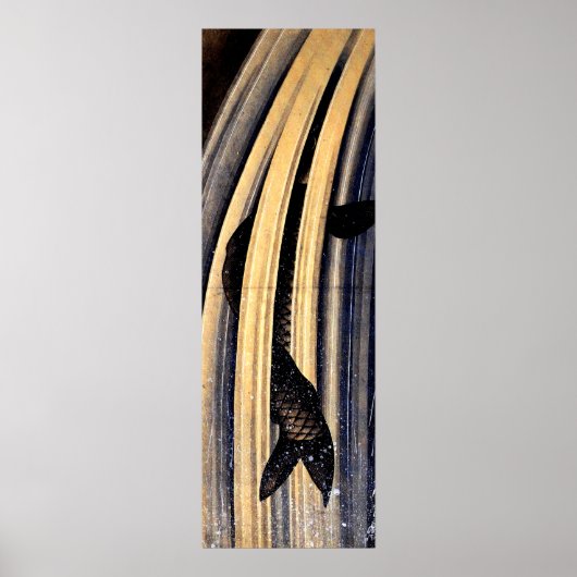 北斎が滝を跳び上げる鯉 ポスター (正面)