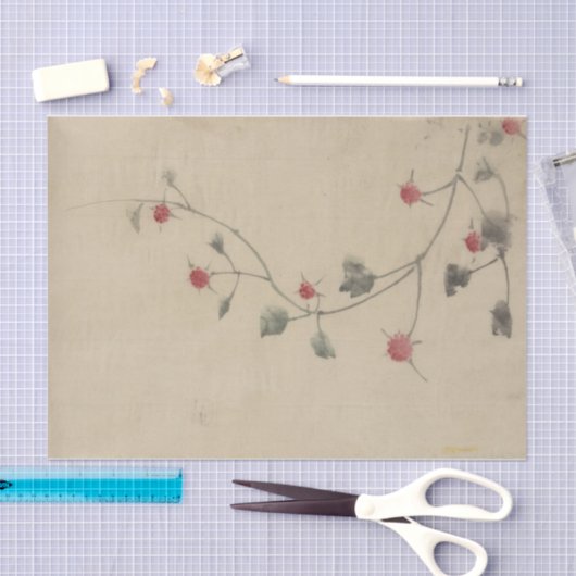 北斎のつる植物の小さな赤 薄葉紙 (クラフト)