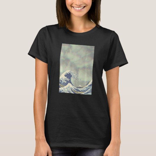 北斎のダサかっこいい波と雲 Tシャツ (正面)