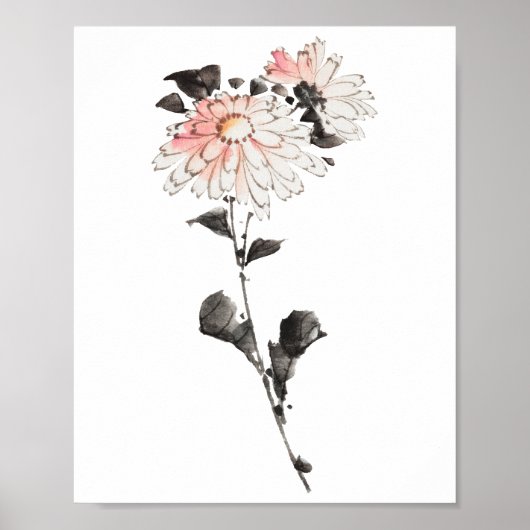 北斎のピンクの花 ポスター (正面)