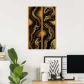 北斎の下り竜・上り竜 ポスター (ホームオフィス)