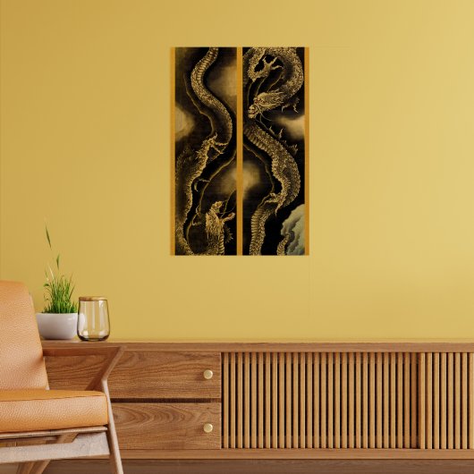 北斎の下り竜・上り竜 ポスター (リビング2)