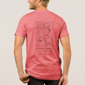 北斎の亀の描き方 日本のミニマリズム 赤 トライブレンドTシャツ (裏面)