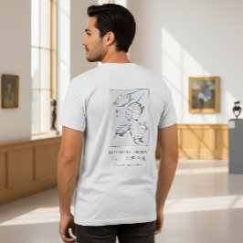 北斎の亀の絵柄のシンプルな白Tシャツ トライブレンドTシャツ