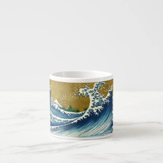 北斎の大波パターン: 日本の浮世絵アート エスプレッソカップ (正面)