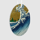 北斎の大波パターン: 日本の浮世絵アート オーナメント (正面)
