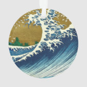 北斎の大波パターン: 日本の浮世絵アート オーナメント (裏面)
