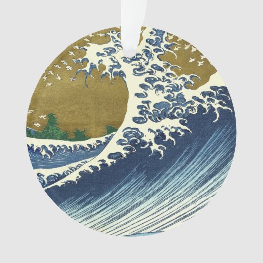 北斎の大波パターン: 日本の浮世絵アート オーナメント (正面)