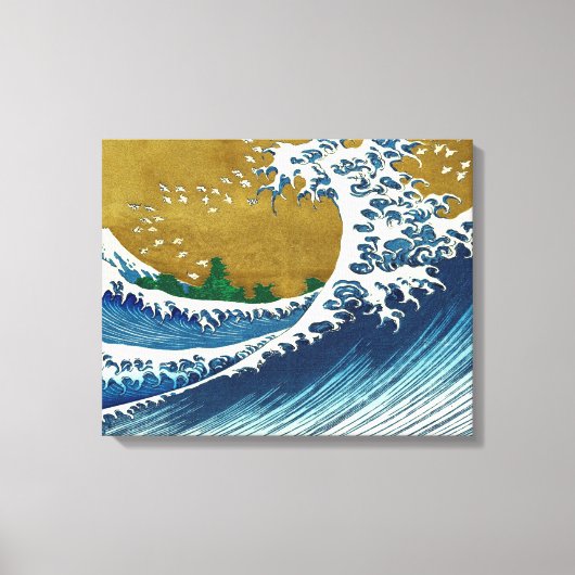 北斎の大波パターン: 日本の浮世絵アート キャンバスプリント (正面)
