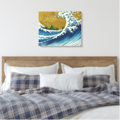 北斎の大波パターン: 日本の浮世絵アート キャンバスプリント (インサイチュ (寝室))