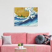 北斎の大波パターン: 日本の浮世絵アート キャンバスプリント (インサイチュ (リビング))