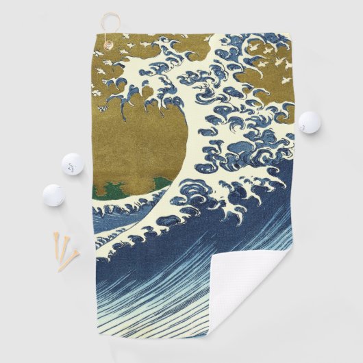 北斎の大波パターン: 日本の浮世絵アート ゴルフタオル (インサイチュ)