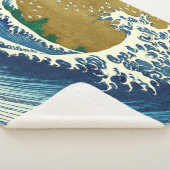北斎の大波パターン: 日本の浮世絵アート シェルパブランケット (3/4)