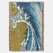 北斎の大波パターン: 日本の浮世絵アート スローブランケット (正面縦)