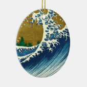 北斎の大波パターン: 日本の浮世絵アート セラミックオーナメント (右)