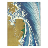 北斎の大波パターン: 日本の浮世絵アート テーブルクロス (正面)