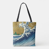 北斎の大波パターン: 日本の浮世絵アート トートバッグ (裏面)