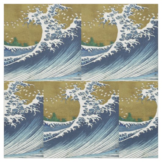北斎の大波パターン: 日本の浮世絵アート ファブリック (見本)