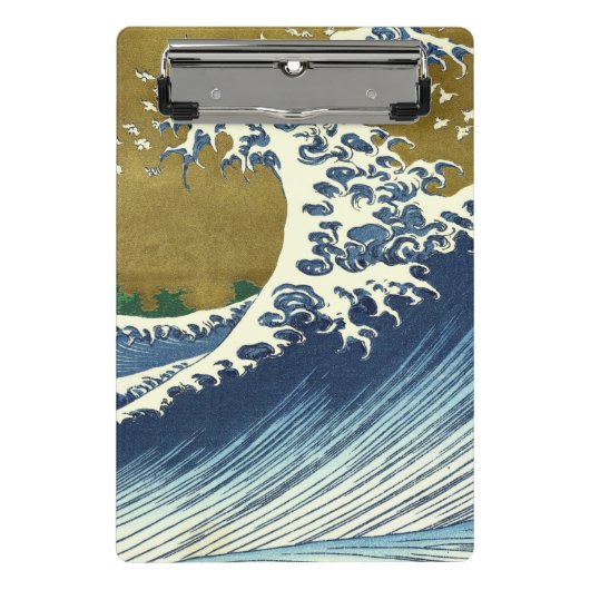 北斎の大波パターン: 日本の浮世絵アート ミニクリップボード (正面)