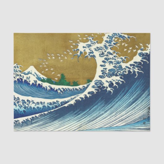 北斎の大波パターン: 日本の浮世絵アート 薄葉紙 (正面)