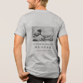 北斎の大波 ミニマリスト日本美術 グレー トライブレンドTシャツ (裏面)