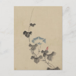 北斎の朝顔の青いつる植物 ポストカード