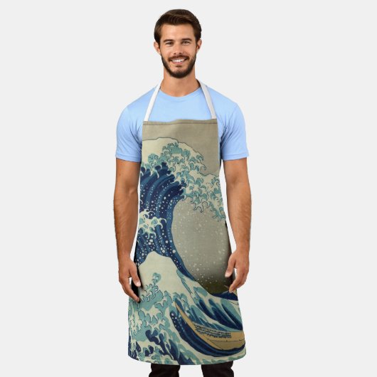 北斎の波素晴らしが神奈川から エプロン (着用した状態)