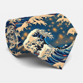 北斎の神奈川沖浪裏デザイン ネクタイ (ロール)