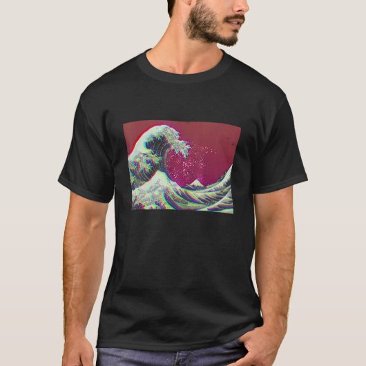 北斎の神波モダンレトロルック Tシャツ (正面)