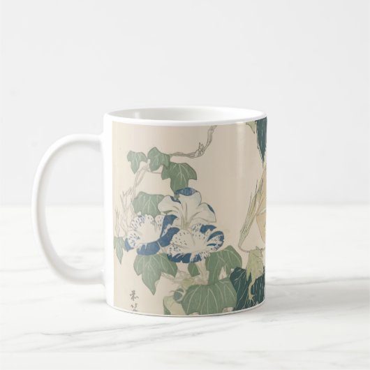 北斎の花と蕾の朝顔 コーヒーマグカップ (左)