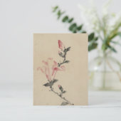 北斎の茎の大きなピンクの花 ポストカード (スタンド正面)