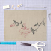 北斎の茎の大きなピンクの花 薄葉紙 (クラフト)