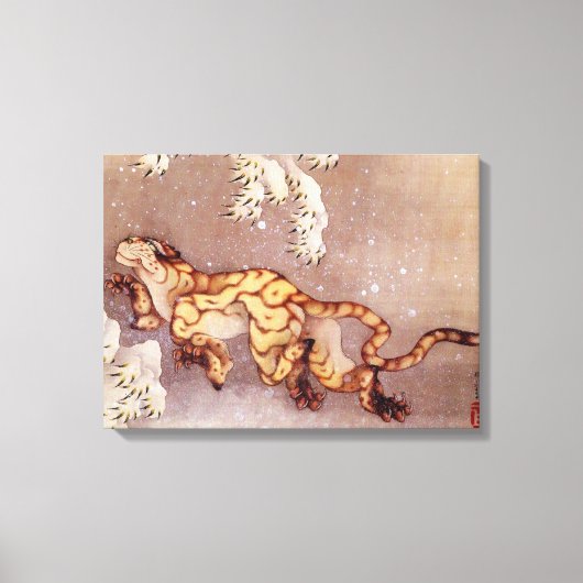 北斎の雪の虎 キャンバスプリント (正面)