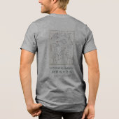 北斎の鶴の優雅な日本美術 グレー トライブレンドTシャツ (裏面)