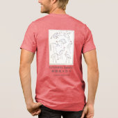 北斎の鶴の描き方 - 和のミニマリスト レッド トライブレンドTシャツ (裏面)