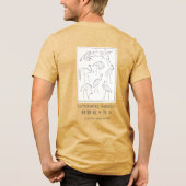 北斎の鶴の描き方 – 日本のミニマリストイエロー トライブレンドTシャツ (裏面)