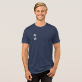 北斎の鶴の描き方 - 日本のミニマリストネイビー トライブレンドTシャツ (正面全面)
