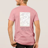 北斎の鶴の描き込み – 和モダン ピンク トライブレンドTシャツ (裏面)